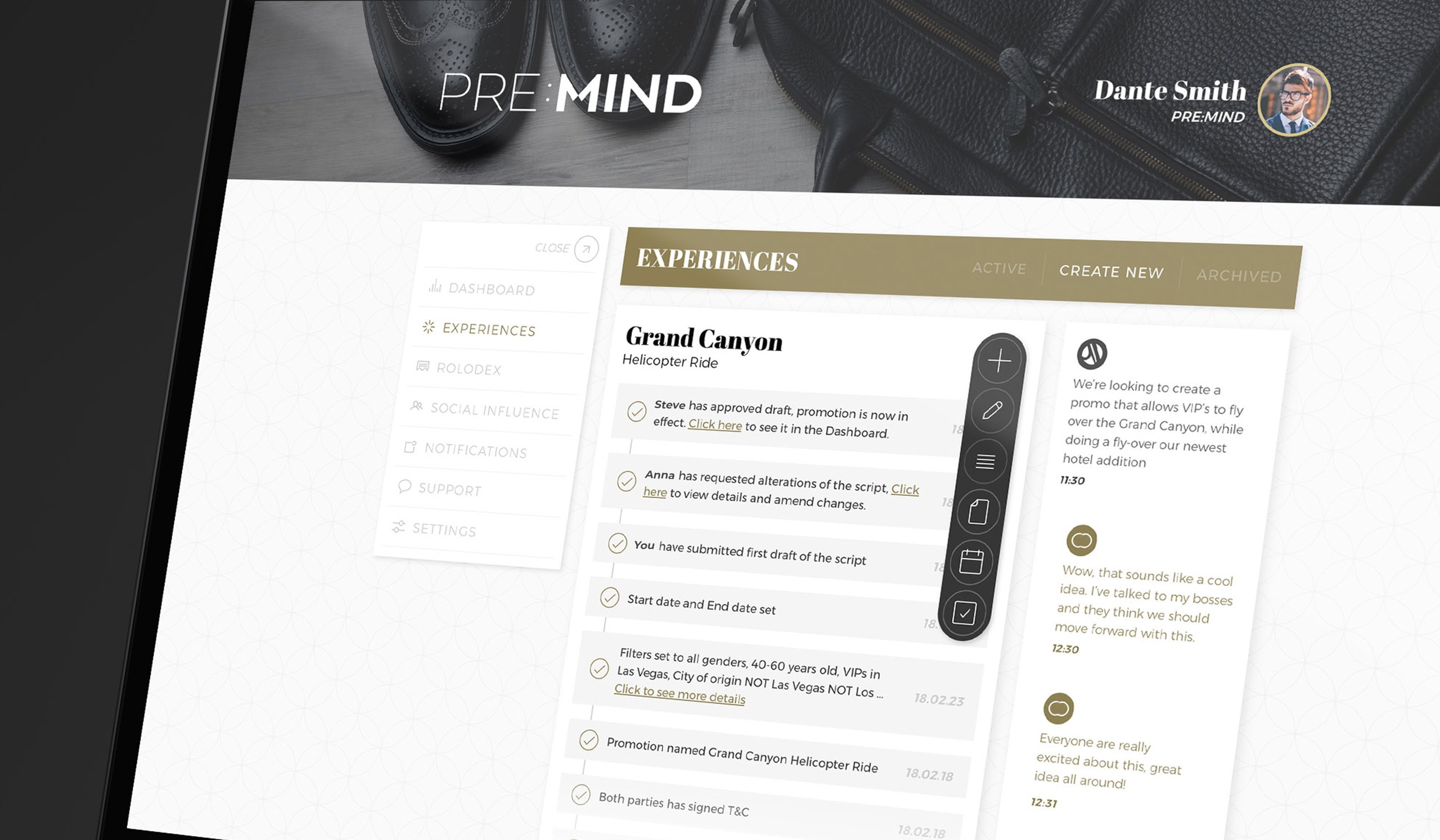 PRE:MIND dashboard, zoomed