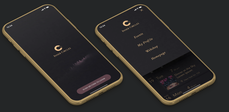 Two iPhones running El:event