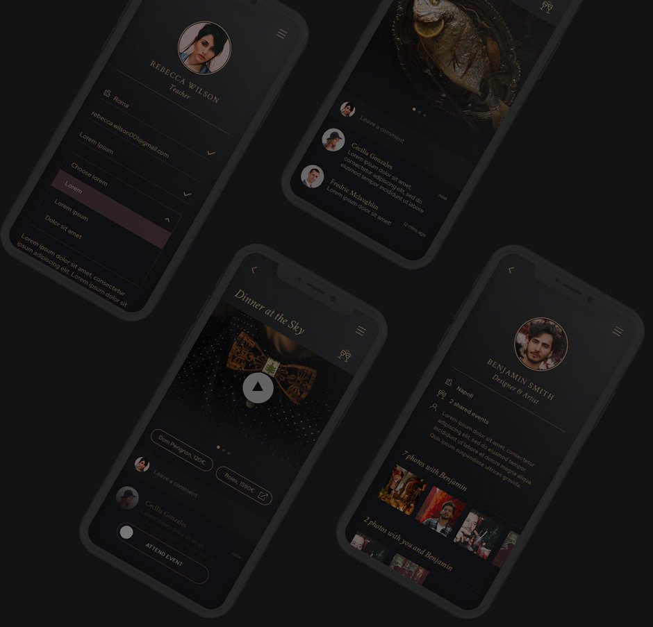 Dark background of four iPhones